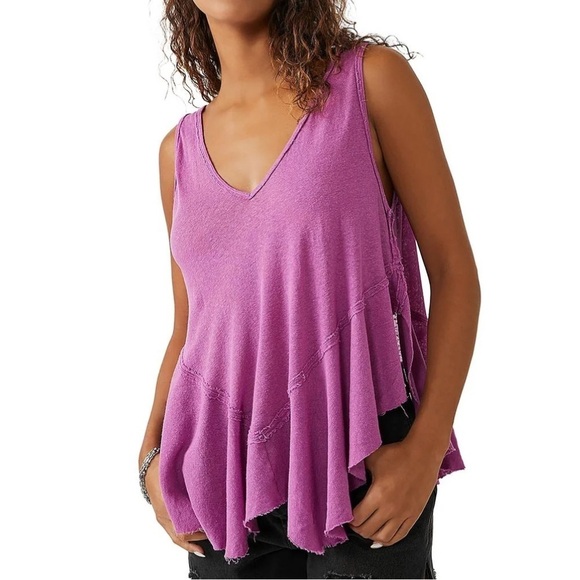 Free People Tops - NWT FREE PEOPLE Rosie Drop Waist Flowy Unfinished Hem Tank Top Size Small